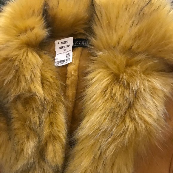 AKIRA NWT COCO Fur and Suede Winter Coat Size S - Picture 2 of 9
